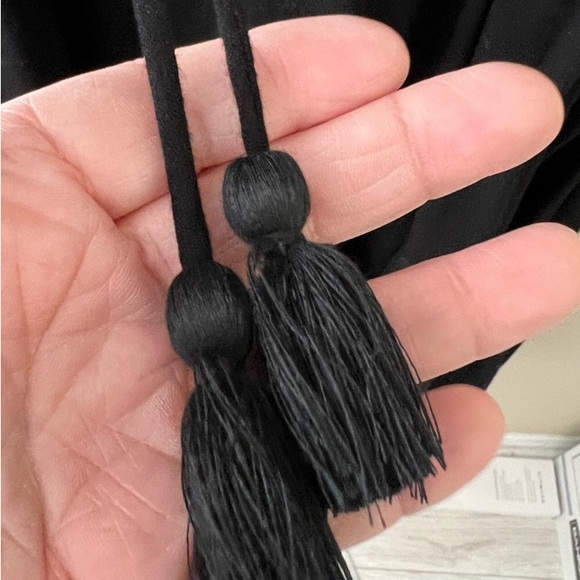 NWT TULLE & BATISTE midi black lace dress XL Sz 14-16 cinch waist v-neck - Picture 7 of 9